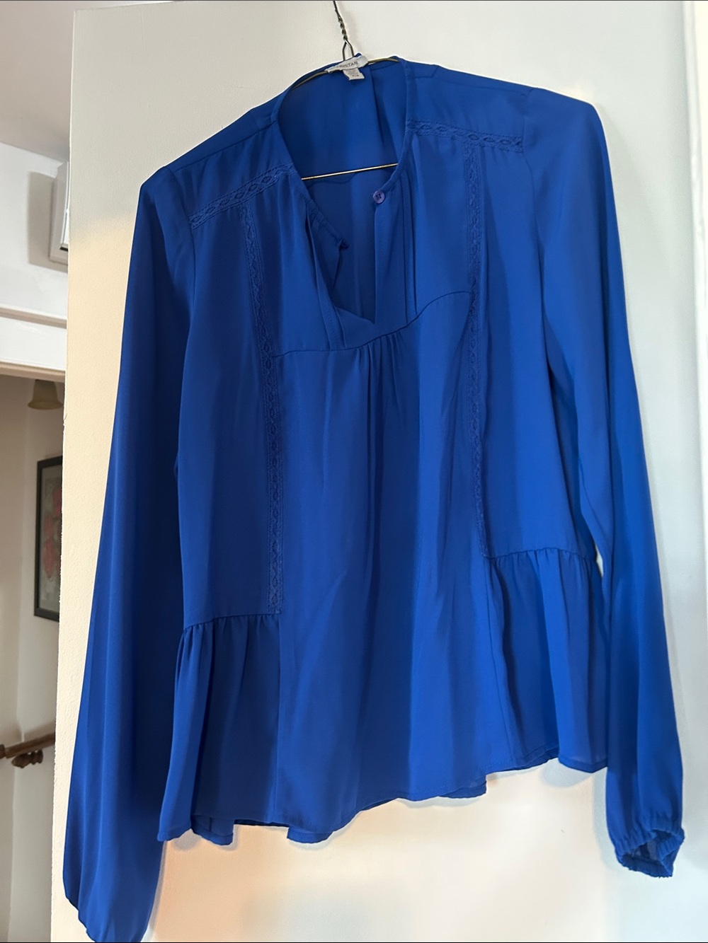 Women’s Cobalt Blue Long-Sleeve Peplum Blouse